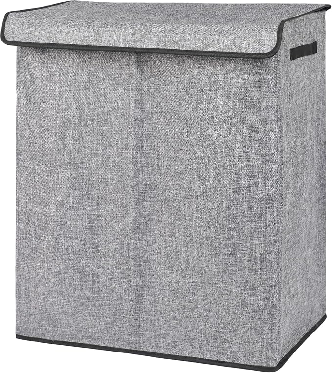 DOKEHOM 150L Double Laundry Basket with Lid and Removable Laundry Bags, Large Collapsible Laundry Hamper with 2 Sections for Bedroom, Bathroom, Laundry Room, Colloge (Grey) - Image 9