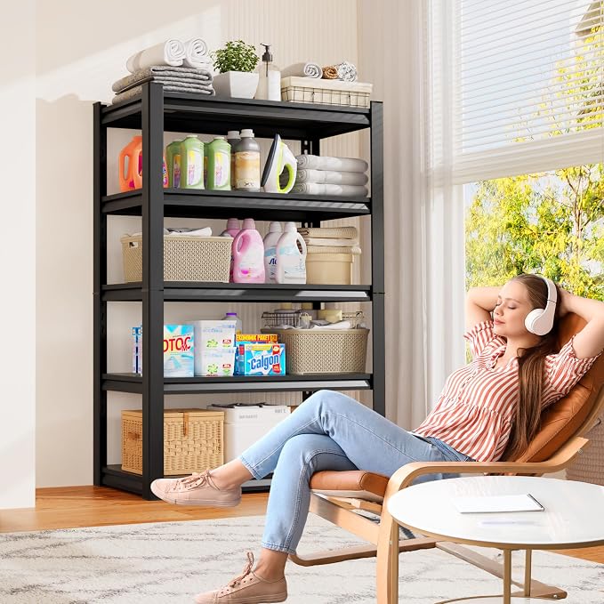 Set of 3 Garage Shelving 5-Tier Heavy Duty Storage Shelves, Adjustable Metal Shelving Unit, Utility Garage Organizer Shelf for Basement, Pantry, Warehouse, Supermarket, 45.7" Wx19.7 Dx71.2 H - Image 8
