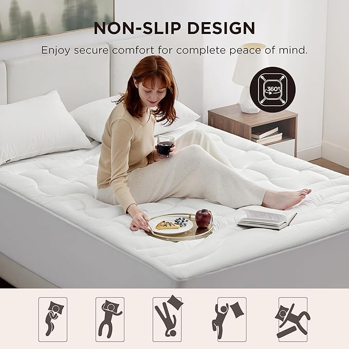 Bedsure Twin Mattress Protector Waterproof - Quilted Fitted Waterproof Mattress Pad Topper with 8-21 Inches Deep Pocket, Noiseless Bed Cover Padded, Machine Washable,White, 39x75 Inches
