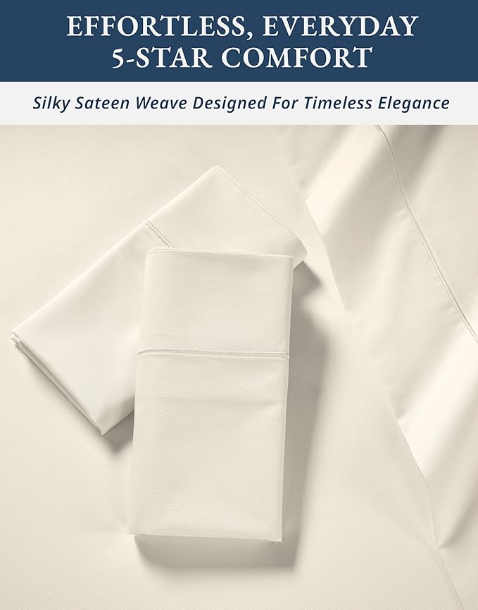 LANE LINEN Luxury 100% Egyptian Cotton Sheets Queen Size Bed Set, Eo Friendly Oeko-Tex Certified No Pill Fade Resistant Fully Elasticized Machine Washable Cotton Cooling Bed Sheet -Sea Salt