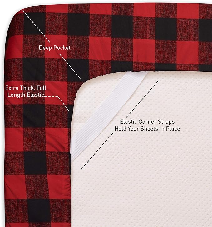 1800 Thread Count Sheet Set – Soft Egyptian Quality Brushed Microfiber Sheets – Luxury Bedding Set with Flat Sheet, Fitted Sheet, Pillow Cases, Twin, Buffalo Check Burgundy, Sheet Set