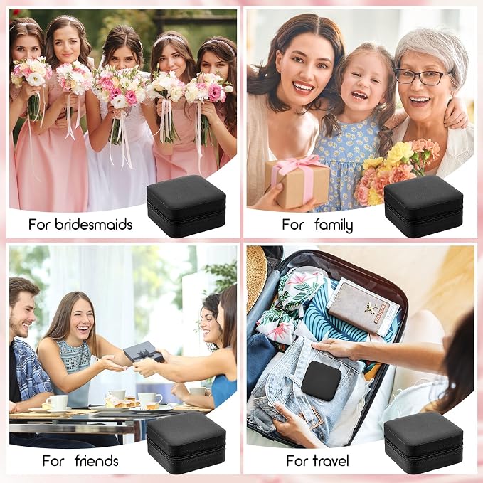 Taiyin Travel Jewelry Case, Bridesmaid Gifts Mini Jewelry Organizer, PU Leather Portable Earring Box for Women Girls - Image 7