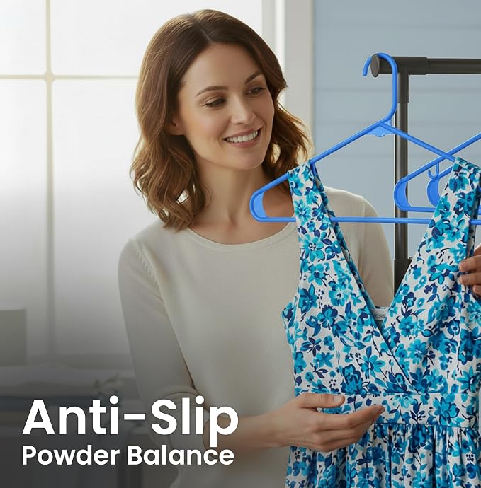 Utopia Home Plastic Hangers 30 Pack - Clothes Hanger with Hooks - Durable & Space Saving (Blue) - Image 7
