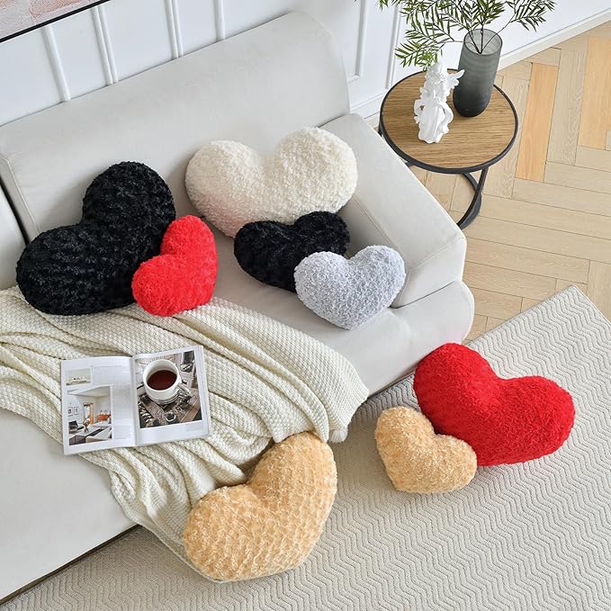 Heart Pillow, Soft Heart Shaped Pillow with Room Decorative Throw Pillows for Bed Couch Chair Sofa, Heart Shaped Cute Throw Pillow Cushion for Bedroom Living Room (Red, Large 19.6" x 15.7")