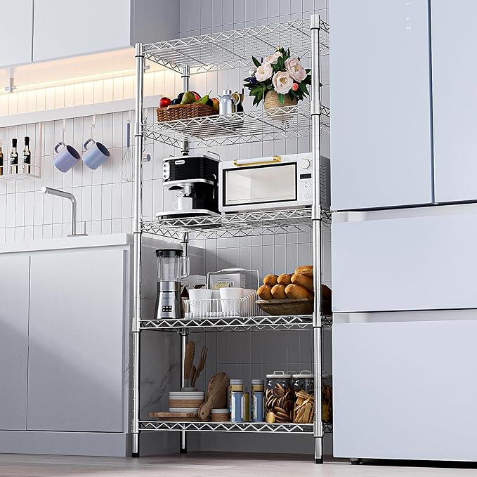 M MZG 1250 lbs Steel Heavy Duty 5-Tier Utility Shelving Unit Steel Organizer Wire Rack for Home,Kitchen,Office,Chrome (13.7" D x 23.6" W x 62.4" H) - Image 7