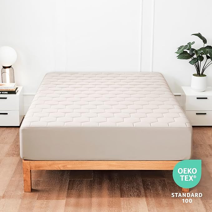 Hearth & Harbor 12 Pack King Size Quilted Fitted Mattress Pad Cover, 100% Waterproof Mattress Protectors, Deep Pocket Fitted Mattress Cover 8" - 21" (78" x 80", Beige Cream)