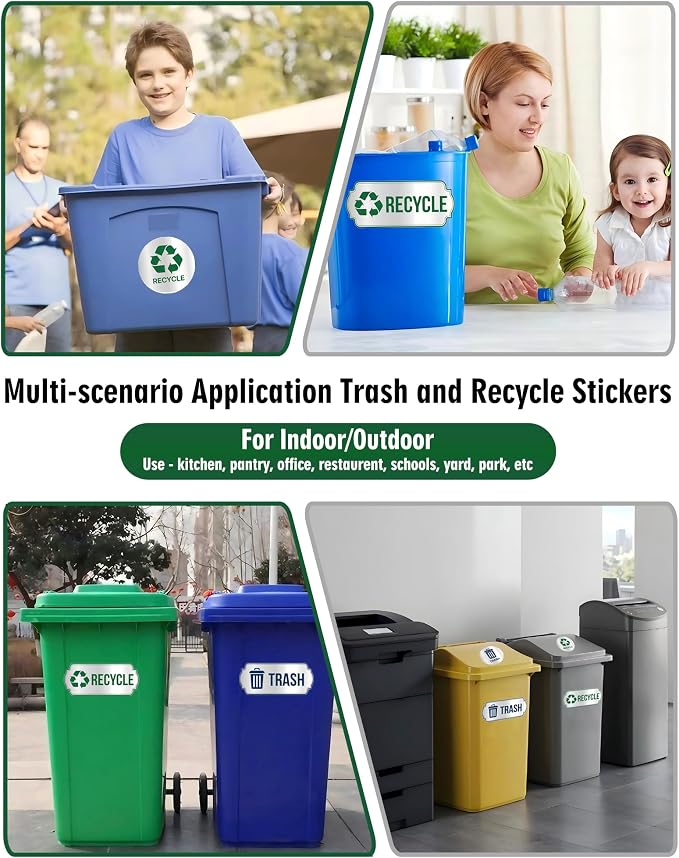 Recycle Stickers for Trash Bins 4Pcs, Waterproof Self-Adhesive Trash and Recycle Stickers for Home, Office, Hotel, Apartment, School, Recycling Signs for Indoor/Outdoor Garbage Can - Image 6