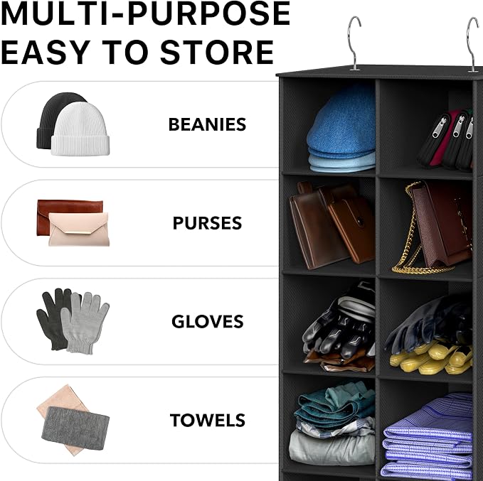 Simple Houseware 20 Section Shelves Hanging Shoes Organizer Holder for Closet, Black - Image 7
