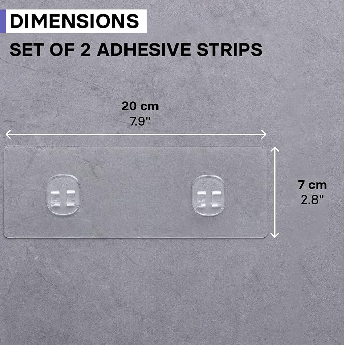 KINCMAX 2 Packs Strong Sticky Waterproof Heavy-duty Wall Adhesives Nail Free Transparent Adhesive Pad No-trace Wall Stick Adhesives Hook Strip for Shower Caddy, Kitchen Racks, Bathroom Storage Shelves - Image 7