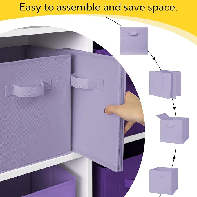 Cupic Cupid 11 Inch Storage Cube, Fabric Cube Storage Bin with Handles, Storage Cube Organizer for Clothes and Toys, Collapsible Cube Bins for Closet, Shelves, Nursery, 6-Pack, Purple Gradient - Image 8