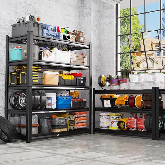 Set of 3 Garage Shelving Heavy Duty Storage Shelves, Adjustable Metal Shelving Unit, Utility Garage Organizer Shelf for Basement, Pantry, Warehouse, Supermarket, 45.6" W x 19.7" D x 78" H - Image 8