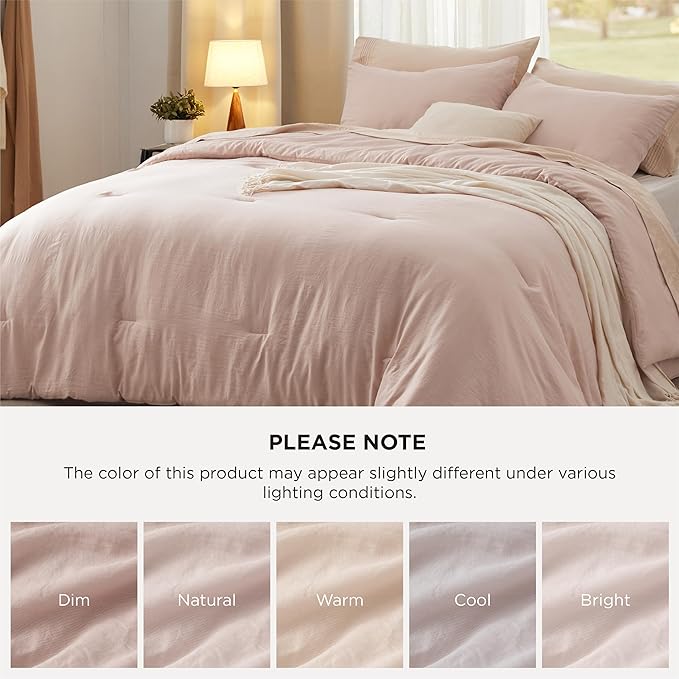 Bedsure Twin/Twin XL Comforter Set, Light Pink Soft Prewashed Bedding for All Seasons, 2 Pieces GentleSoft™ Bed Set, 1 Lightweight Comforter (68"x88") and 1 Pillowcase (20"x26")