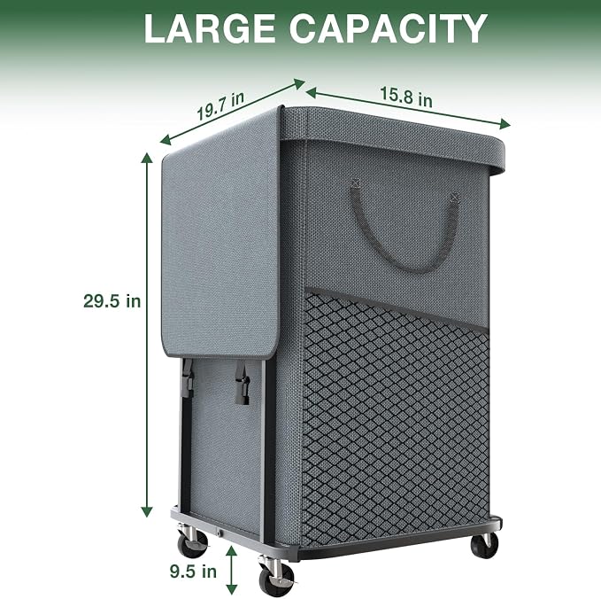 40 Gal(150L) High Grade Large Laundry Basket with Wheels, Rolling Laundry Hamper, Laundry Cart with Metal Frame and Removable Bag Design, Suitable for Laundry Room, Bedroom - Image 6