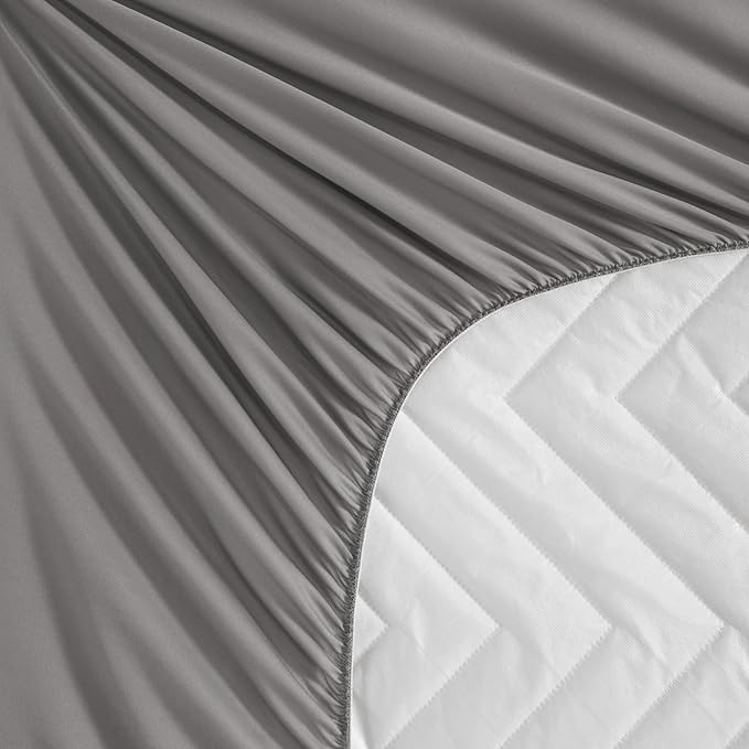 1 Pack Waterproof Mattress Protector, Quilted Mattress Pad with 15 Inch Deep Pocket, Soft Breathable Microfiber Surface, Machine Washable Bed Mattress Cover, Grey