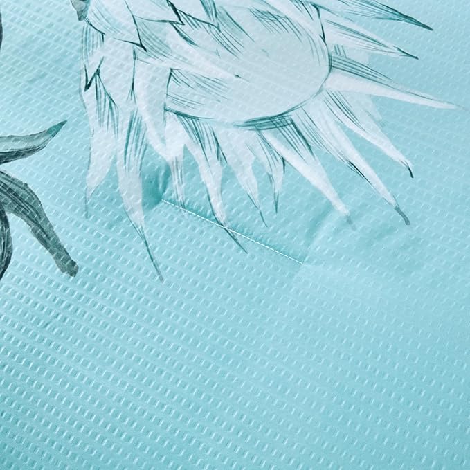 Luxudecor Floral Comforter Set Queen Size 7 Piece, Aqua Flower Bed in a Bag, Elegant Gradient Floral Comforter with Sheet Set, Soft Seersucker Microfiber Bedding Set for All Season (Aqua, 90"x90")