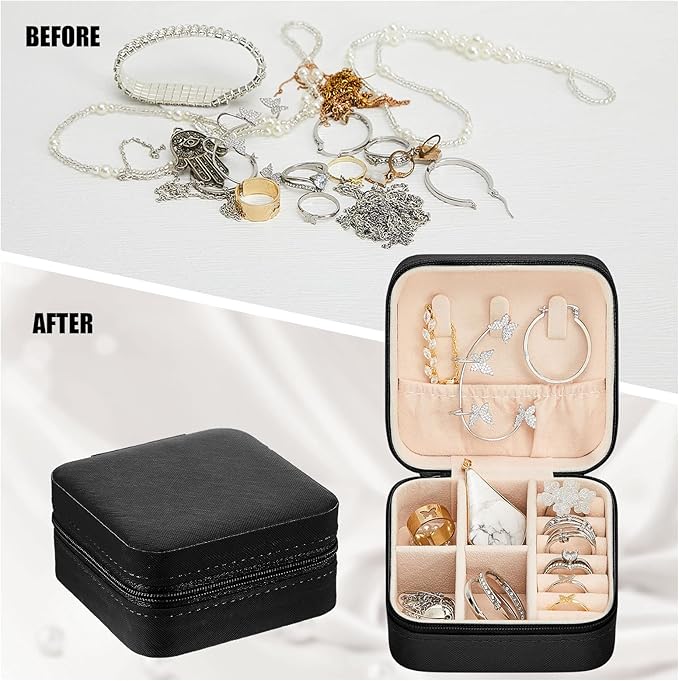 Taiyin Travel Jewelry Case, Bridesmaid Gifts Mini Jewelry Organizer, PU Leather Portable Earring Box for Women Girls - Image 6