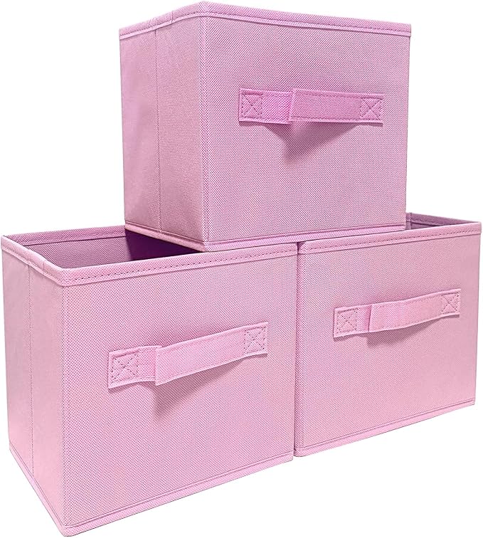 EBIGIC Pink Storage Bins 3Pack 9.0"x7.5"x7.5" Fabirc Foldable Closet Toy Organizer Collapsible Cloth - Image 7