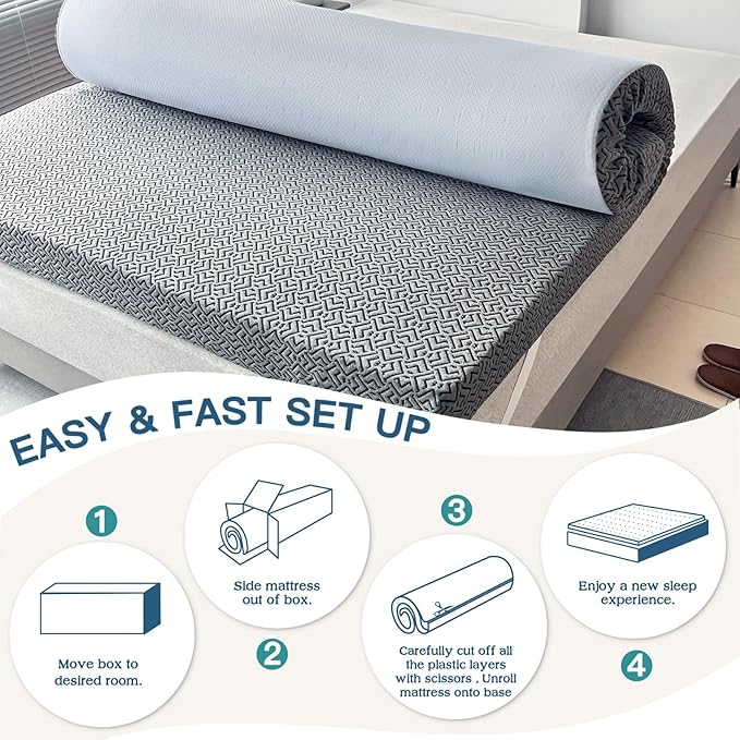 Airensky 3 Inch Memory Foam Mattress Topper, Cooling Gel Infused High Density Full (54"x75") Topper with Removable Skin-Friendly Cover, Bed Topper for Pressure Relief Back Pain, CertiPUR-US Certified
