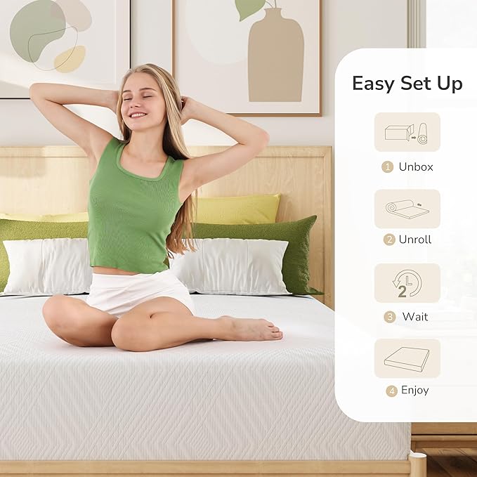 MLILY Full Mattress in a Box, 10 inch Mattresses for Platform Bed Double Size Daybed Bunk, Green Tea Memory Foam Medium Firm
