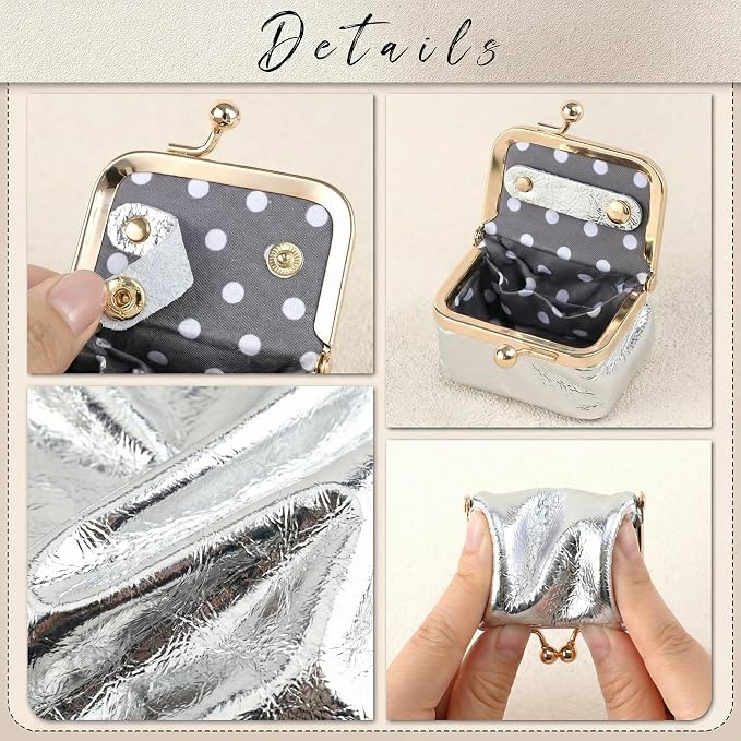 Zivyes Mini Jewelry Box Travel Small Coin Purse Organizer Case Genuine Leather Tiny Size (silver) - Image 4
