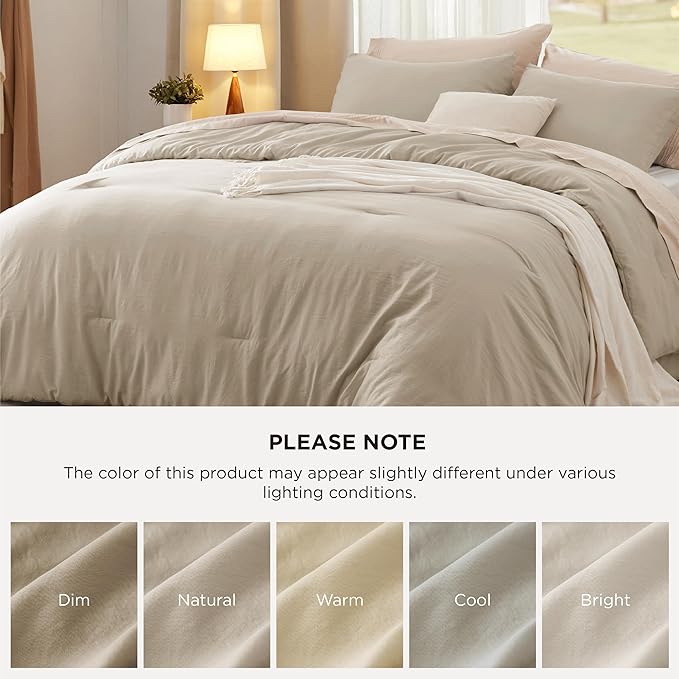 Bedsure King Comforter Set, Sand Soft Prewashed Bedding for All Seasons, 3 Pieces GentleSoft™ Bed Set, 1 Lightweight Comforter (104"x90") and 2 Pillowcases (20"x36")