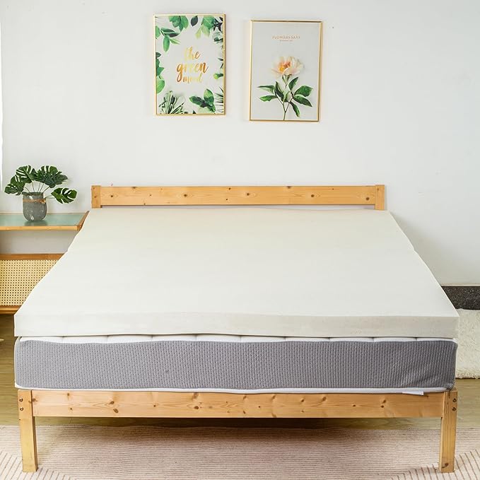 Greaton, 1-Inch Copper-Infused Memory Foam Mattress Toppers, Cooling and Pressure Relieving with Airflow Design, Full, Beige