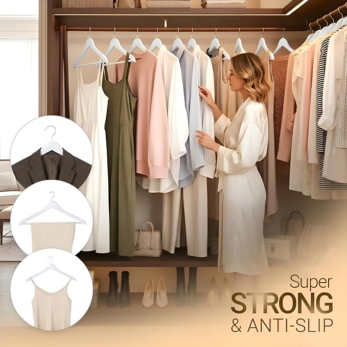 Utopia Home Premium Wooden Hangers 30 Pack - Durable & Slim Coat Hanger - Suit Hangers with 360-Degree Rotatable Hook - Wood Hangers with Shoulder Grooves (White Color) - Image 7