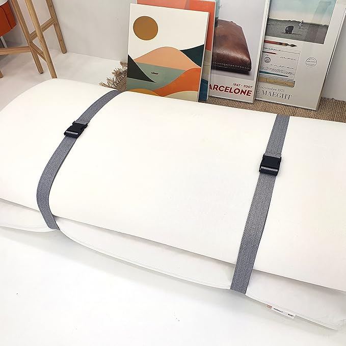 ONE K 2PCS Topper / Memory Foam Mattress Packing Straps for Moving or Storage (60" x 2", Melange Grey)