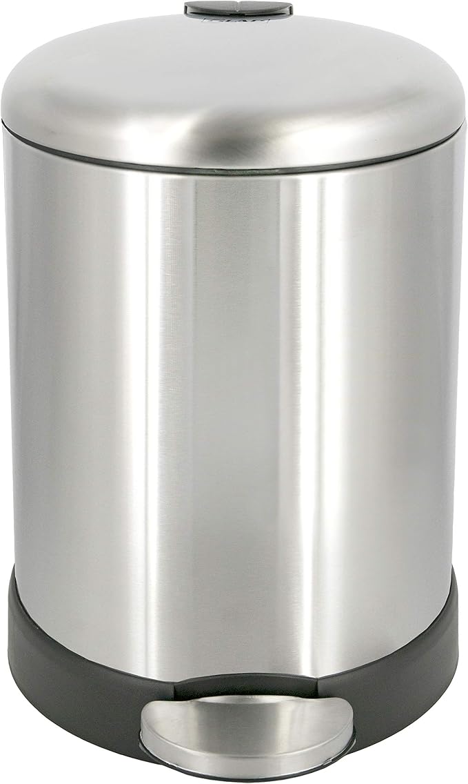 Glad Small Trash Can, 1.2 Gallon | Round Stainless Steel Garbage Bin with Soft Close Lid & Step Foot Pedal | Metal Waste Basket with Removable Inner Bucket, Stainless, 8 x 9.5 x 12 inches - Image 8