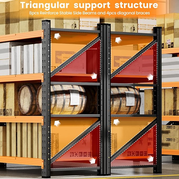 Storage Shelves Heavy Duty, 7000LBS Metal Garage Shelving 24” Deep Storage Rack Shelf, Steel Tall Industrial Shelving, 4 Tier Adjustable Standing Shelf for Warehouse/Shop 79" W x 24" D x 79" H - Image 9