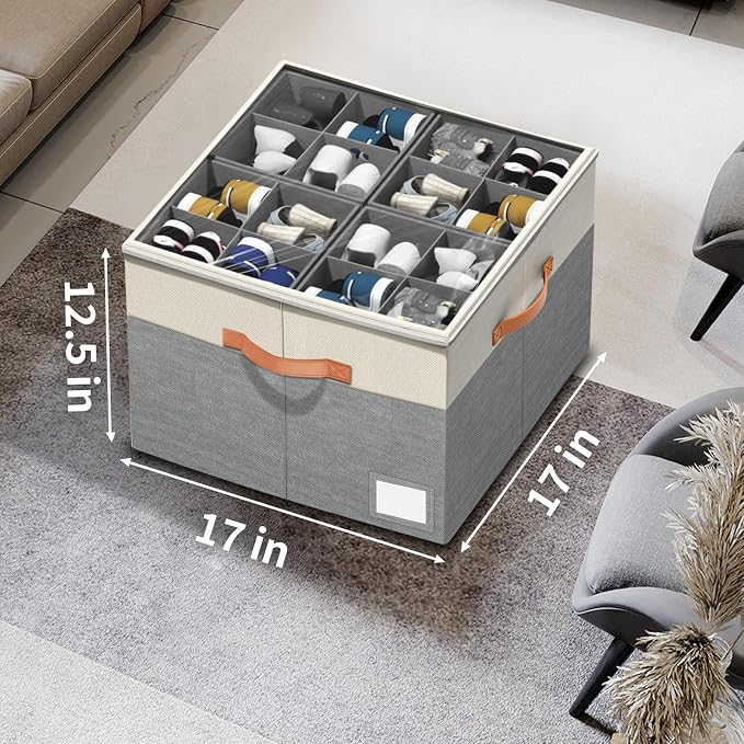Aokeyee Shoe Organizer for Closet,2 Pack Foldable Shoe Storage Organizer Box Bin with Adjustable Dividers and Clear Cover, Fits up to 16-32 Pairs - Image 6