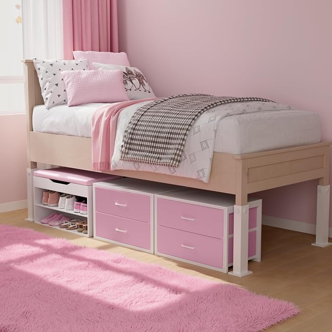 BOLUO Stackable Closet Drawers for Clothes Organizers and Storage Fabric Pink 2 Drawer Dresser for Bedroom 2 Packs Modern Large - Image 6