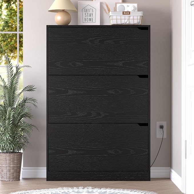 BORNOON Shoe Cabinet with Odor Control and Back Panels, Deodorizing Slim 3-Flip Shoe Storage Cabinet for Entryway, Freestanding Hidden Shoe Rack Organizer for Entrance, Hallway, Bedroom - Image 7