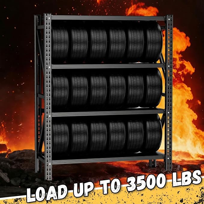 Heavy Duty Garage Shelving, 46" W x 20" D x 71" H, 3500 LBS Capacity, 4-Tier Adjustable Metal Storage Shelves, Reinforced Steel Storage Rack for Garage, Basement, Utility Room - Image 7