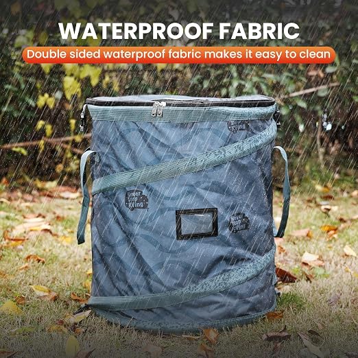 Pop-Up Trash Bin with Removable Divider, Heavy Duty Bottom, Collapsible Storage for Camping, Laundry, Storage and Garden, Waterproof and Tear Resistance Material with Air Vent, Blue - Image 7