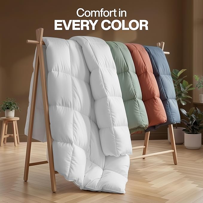 Utopia Bedding Comforter Duvet Insert, Quilted Comforter with Corner Tabs, Box Stitched Down Alternative Comforters Full Size (White, Pack of 2)