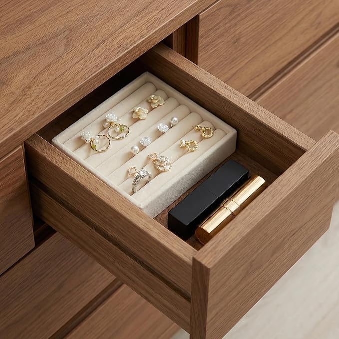 Ring Tray for Jewelry Storage Small Velvet Organizer Box with Inserts Dividers and Slots Mini Jewelry Display Trays with Earring Holder Insert Stackable Trays for Rings and Accessories - Image 7