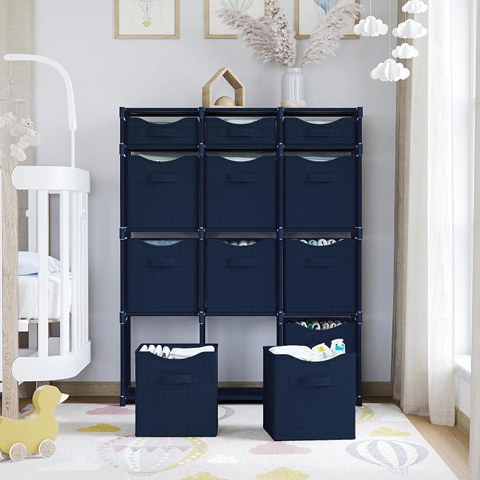 Cube Storage Organizer with Storage Bins Included - The Perfect Closet Organizers and Storage Solution. Includes 12 Storage Cubes, Great For Toy Storage, Closet Storage, Clothes Storage (Navy) - Image 6