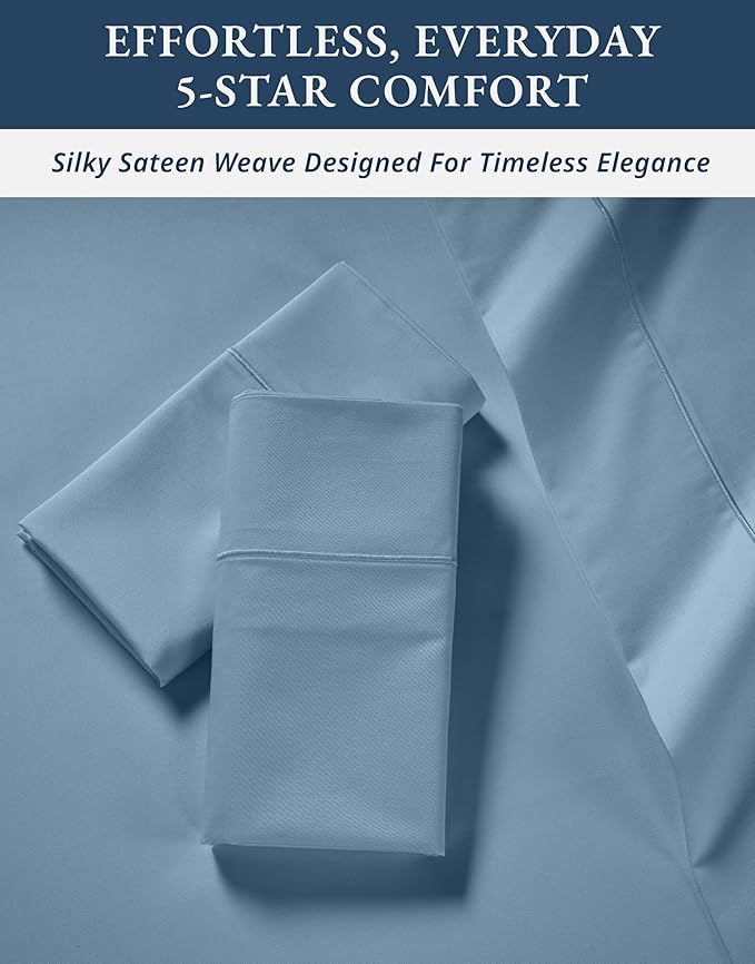 LANE LINEN 100% Egyptian Cotton Queen Sheet Set, Soft & Comfy Thick Fully Elasticized Mercerized Cotton Sheets Queen Size Set, No Pill Fade Resistant - Mountian Spring