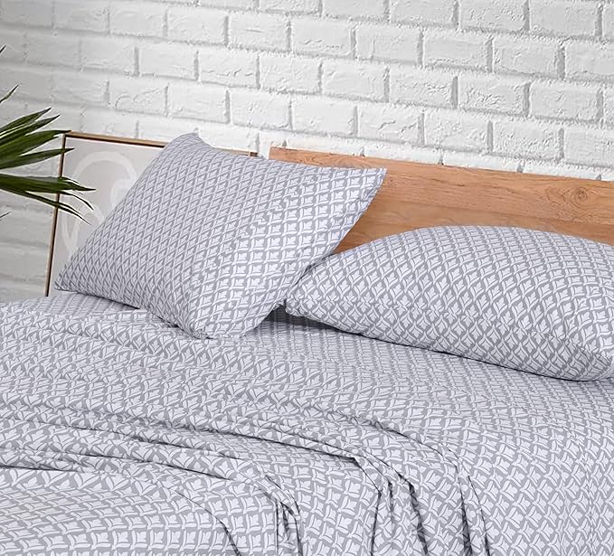 RUVANTI 100% Cotton Sheets – California King Percale Bedding, Cooling & Breathable Floral Design, Durable with a Crisp, Soft & Comfortable Feel, 14" Deep Pocket, 4-Piece Set, Idiomatic Expression