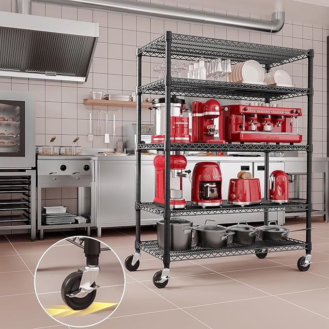 IZEUK Garage Shelving Wide Storage Shelves 5 Tier Metal Shelves 4000 LBS Heavy Duty Adjustable Utility Shelf Rack Black 23.6" D x 53.1" W x 73.6" H - Image 7
