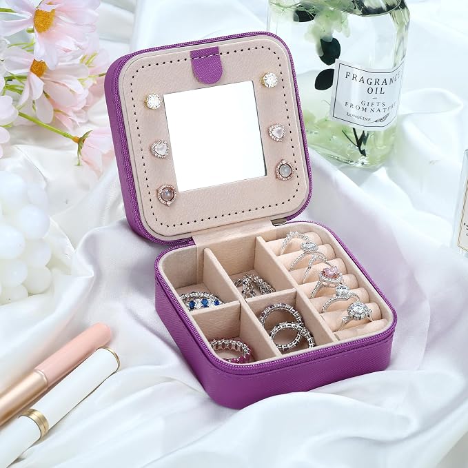 Parima Women's Fashion Jewelry Case Organizer | Small Purple Jewelry Box - Letter A - Image 7