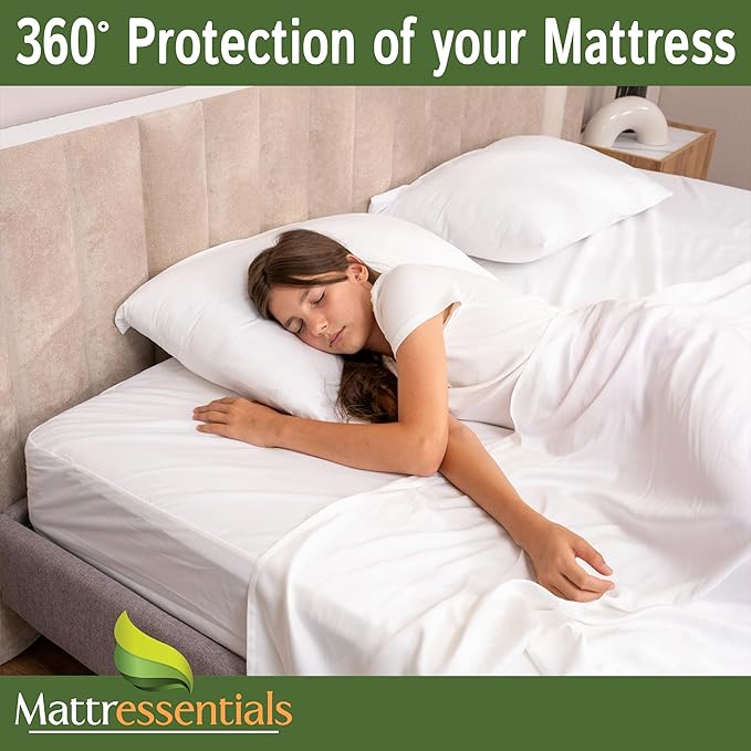 Zippered Cali King Mattress Protector (14"-16" Depth) - Bed Bug Waterproof Mattress Cover, Premium Quality Hypoallergenic Encasement White