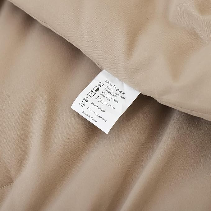 ROSGONIA Oversized King Comforter Taupe Brown, 3pcs(1 Boho Tan Comforter & 2 Pillowcases), Lightweight Oversized King Size Comforter Sets Soft Bedding