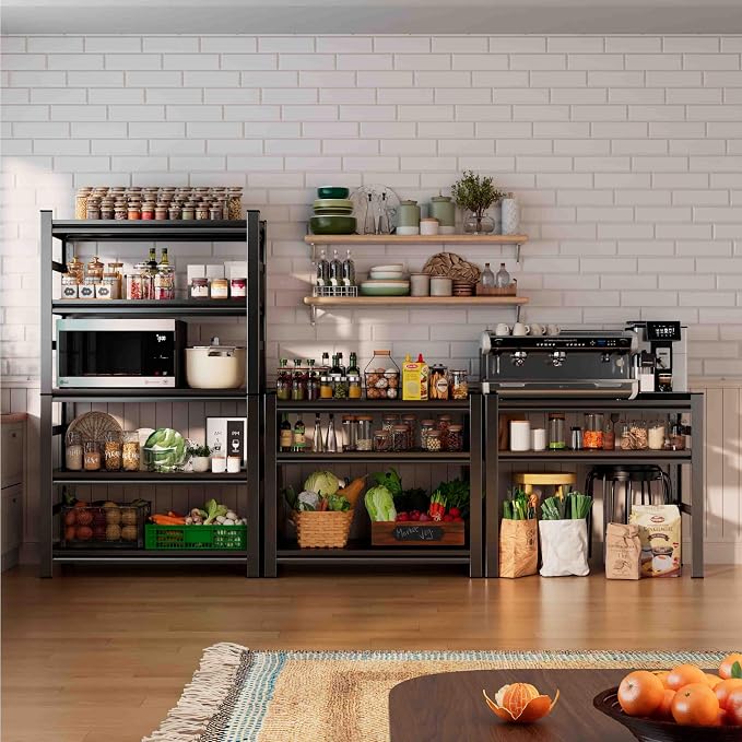 PRESTELION Garage Shelving 40" W Storage Shelves 3000LBS Heavy Duty Metal Shelving Unit 5 Tier Adjustable Shelf for Kitchen Warehouse Pantry Basement, Black (Black, 72" H x 40" W x 16" D, 5-Tier) - Image 8