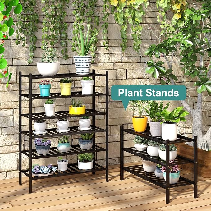 viewcare 3-Tier Black Bamboo Shoe Rack for Entryway, Stackable | Foldable | Natural, Shoe Shelf Storage Organizer for Hallway Closet, Free Standing Shoe Racks for Indoor Outdoor - Image 7