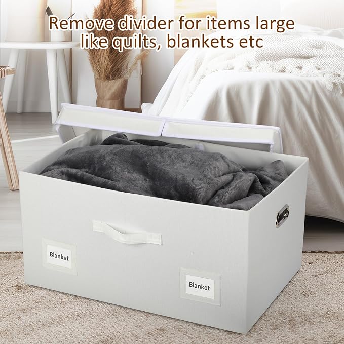 Graciadeco 75 Quarts Extra Large Decorative Storage Bins with Lids, 1 Pack White Collapsible Storage Bins with Lids, Stackable Storage Bins Decorative Box Storage With Lid Extra Large - Image 6