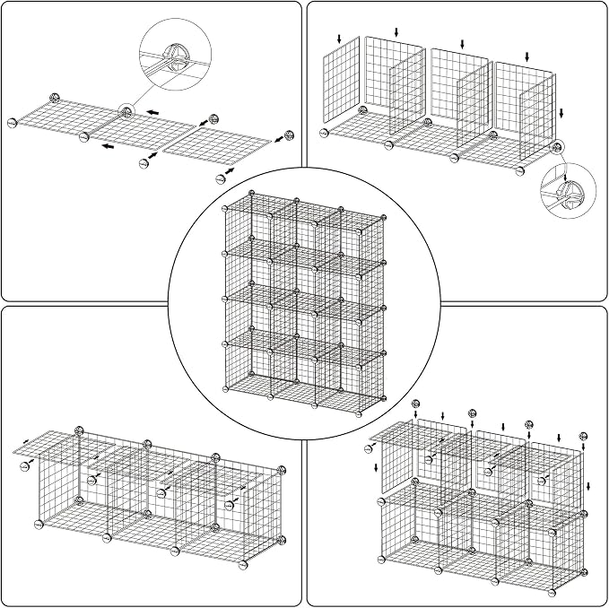 C&AHOME Wire Cube Storage, 12 - Cube Organizer Metal C Grids, Modular Shelves Units, Closet Organizer, Ideal for Home, Office, Living Room, 36.6”L x 12.4”W 48.4”H, Pink UWCS3012P - Image 9