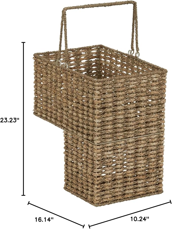 Household Essentials Wicker Stair Basket, Wicker Step Organizer with Handles, Use to Collect and Transport Items from Floor to Floor - Image 9