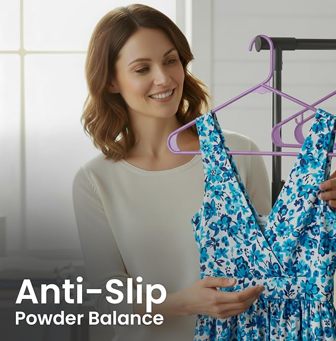 Utopia Home Plastic Hangers 50 Pack - Clothes Hanger with Hooks - Durable & Space Saving Coat Hanger - Heavy Duty Purple Hangers - Skirt Hangers - Image 7